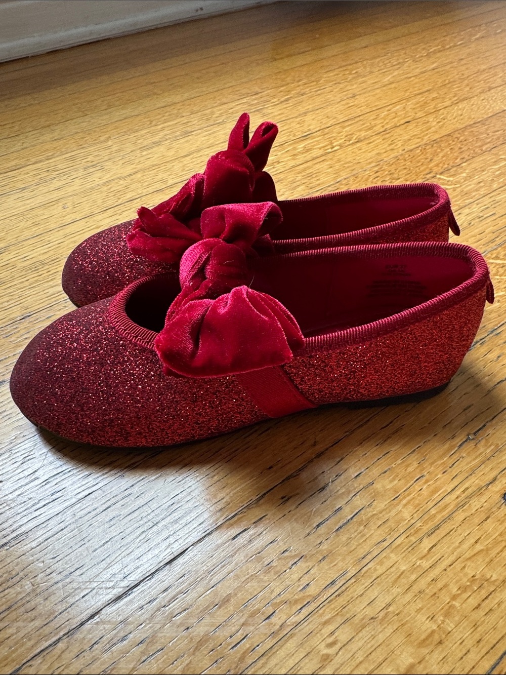 H&M Girls' Burgundy Glitter Bow Ballet Flats - Picture 3 of 4